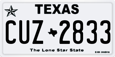 TX license plate CUZ2833