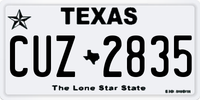 TX license plate CUZ2835