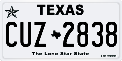 TX license plate CUZ2838