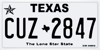 TX license plate CUZ2847