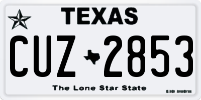 TX license plate CUZ2853