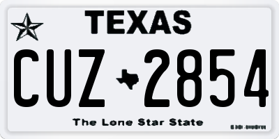 TX license plate CUZ2854