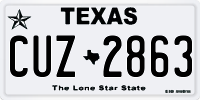 TX license plate CUZ2863