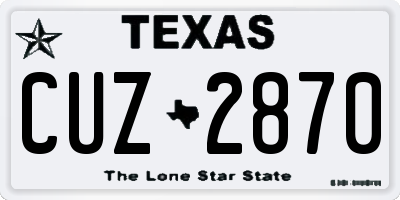 TX license plate CUZ2870