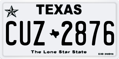 TX license plate CUZ2876