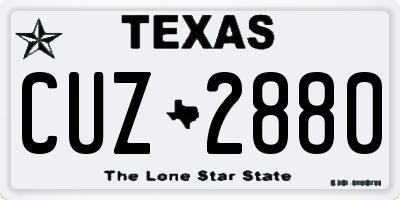 TX license plate CUZ2880