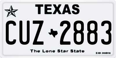 TX license plate CUZ2883