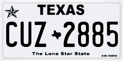 TX license plate CUZ2885