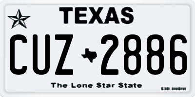 TX license plate CUZ2886
