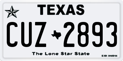 TX license plate CUZ2893