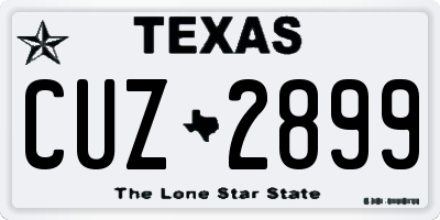 TX license plate CUZ2899