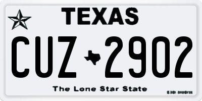 TX license plate CUZ2902