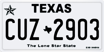 TX license plate CUZ2903