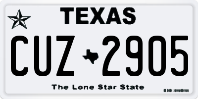 TX license plate CUZ2905