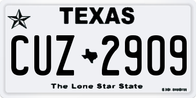 TX license plate CUZ2909