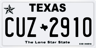 TX license plate CUZ2910