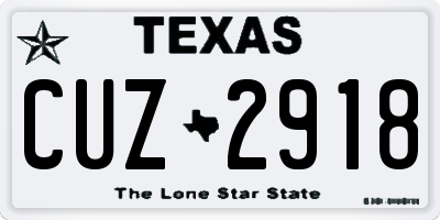 TX license plate CUZ2918