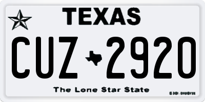 TX license plate CUZ2920