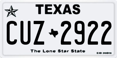 TX license plate CUZ2922