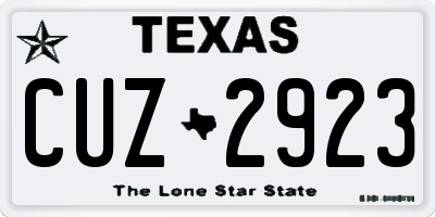 TX license plate CUZ2923
