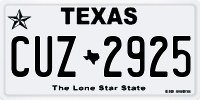 TX license plate CUZ2925