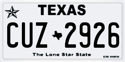 TX license plate CUZ2926