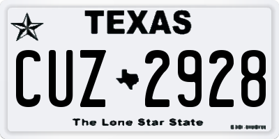 TX license plate CUZ2928