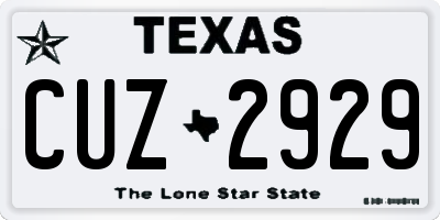 TX license plate CUZ2929