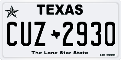 TX license plate CUZ2930