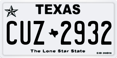 TX license plate CUZ2932