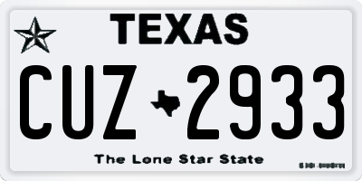TX license plate CUZ2933