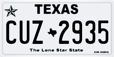 TX license plate CUZ2935