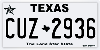 TX license plate CUZ2936