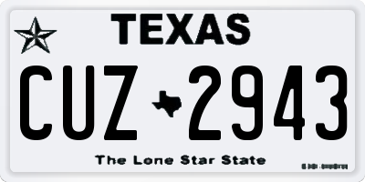 TX license plate CUZ2943