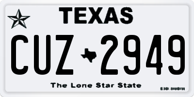 TX license plate CUZ2949