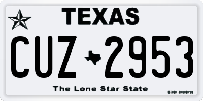 TX license plate CUZ2953