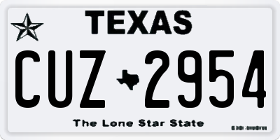 TX license plate CUZ2954