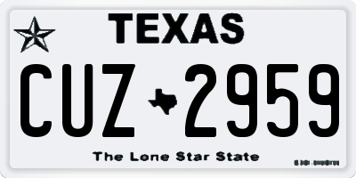 TX license plate CUZ2959