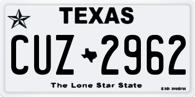 TX license plate CUZ2962