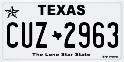TX license plate CUZ2963