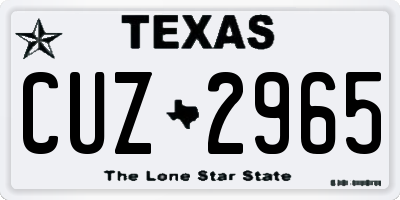 TX license plate CUZ2965