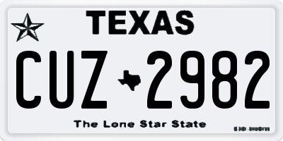 TX license plate CUZ2982