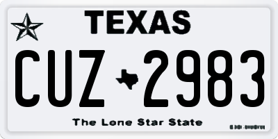 TX license plate CUZ2983