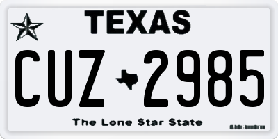TX license plate CUZ2985