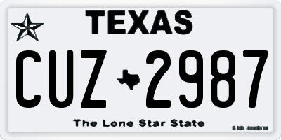 TX license plate CUZ2987