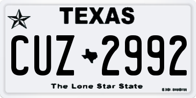 TX license plate CUZ2992