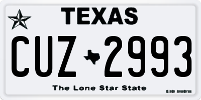TX license plate CUZ2993