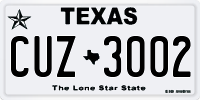 TX license plate CUZ3002