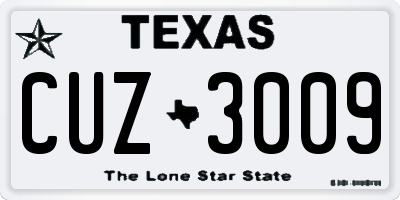 TX license plate CUZ3009