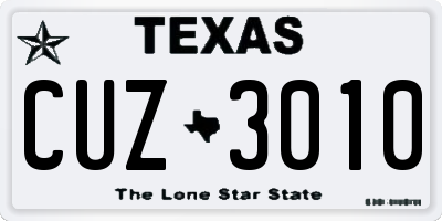 TX license plate CUZ3010